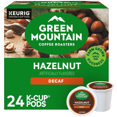 Green Mountain Hazelnut Decaf Coffee Keurig® K-Cup® Pods, Light Roast, 24/Box (5000330143)