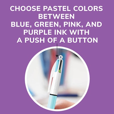 BIC 4-Color Ballpoint Retractable Pen, Medium Point, 1.0mm, Assorted Ink, 2/Pack (AMP21AST)
