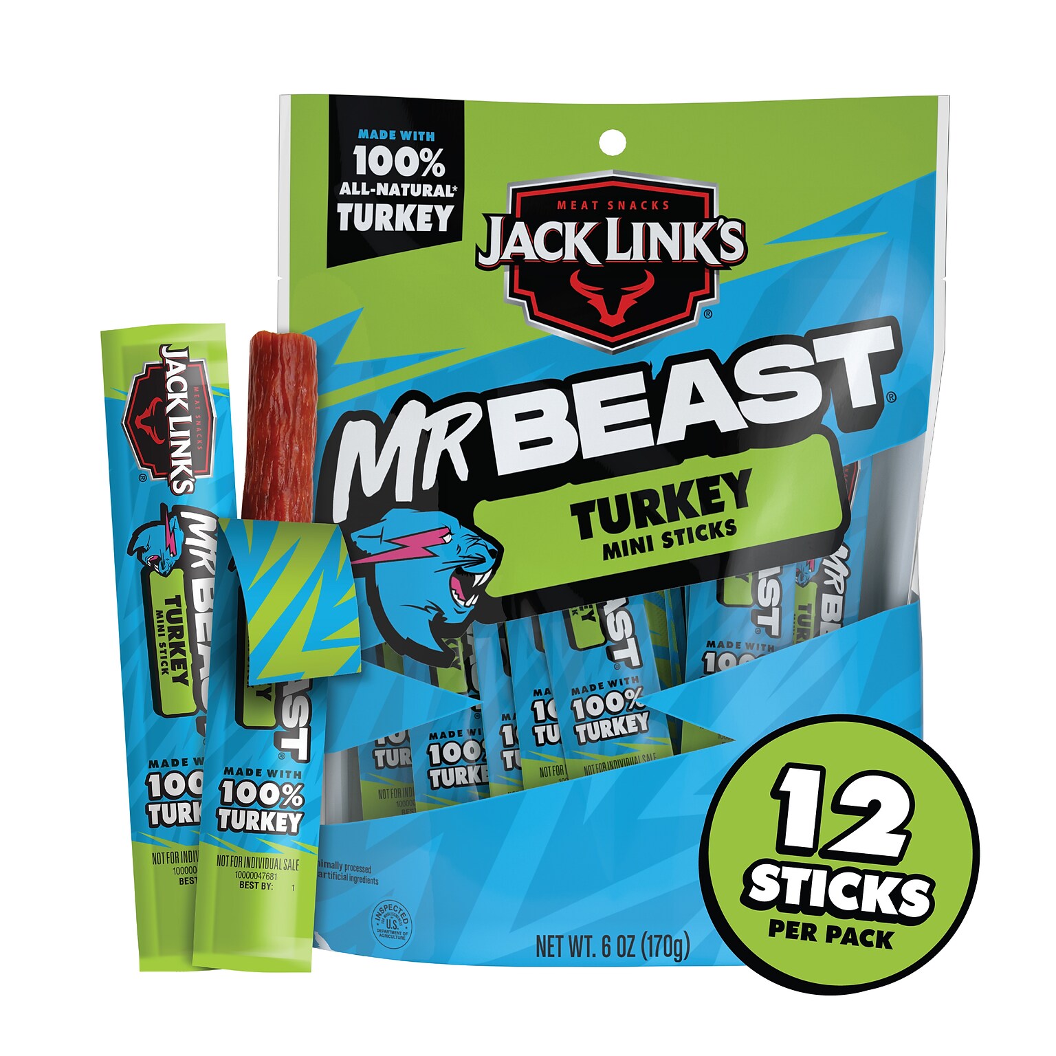 Jack Link’s Mini Savory Herb Turkey Meat Stick, 6 oz. (10000044710)