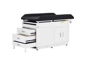 Viva Comfort Pediatric Exam Table with Step Stool & Storage, 500 lbs. Capacity, Black, (ADI996-09-PMB-BLK-MK)