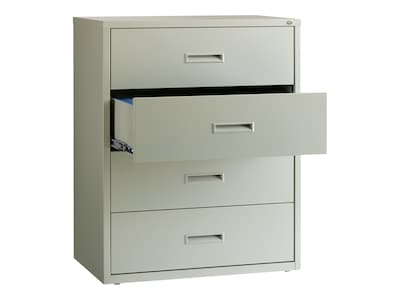 Hirsh HL1000 Series 4-Drawer Lateral File Cabinet, Letter/Legal Size, Lockable, 52.5"H x 30"W x 18.63"D, Light Gray (19440)
