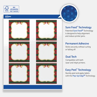 Avery Square Multipurpose Labels, 3" x 3", White, 60/Pack (19479370519)