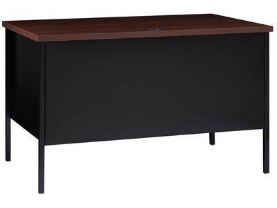 Hirsh 48"W Single-Pedestal Desk, Black/Walnut (20092)