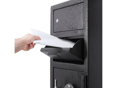Barska Dual-Compartment Steel Depository Safe with Keypad Lock, 0.72/0.78 cu. ft., Black (AX13310)