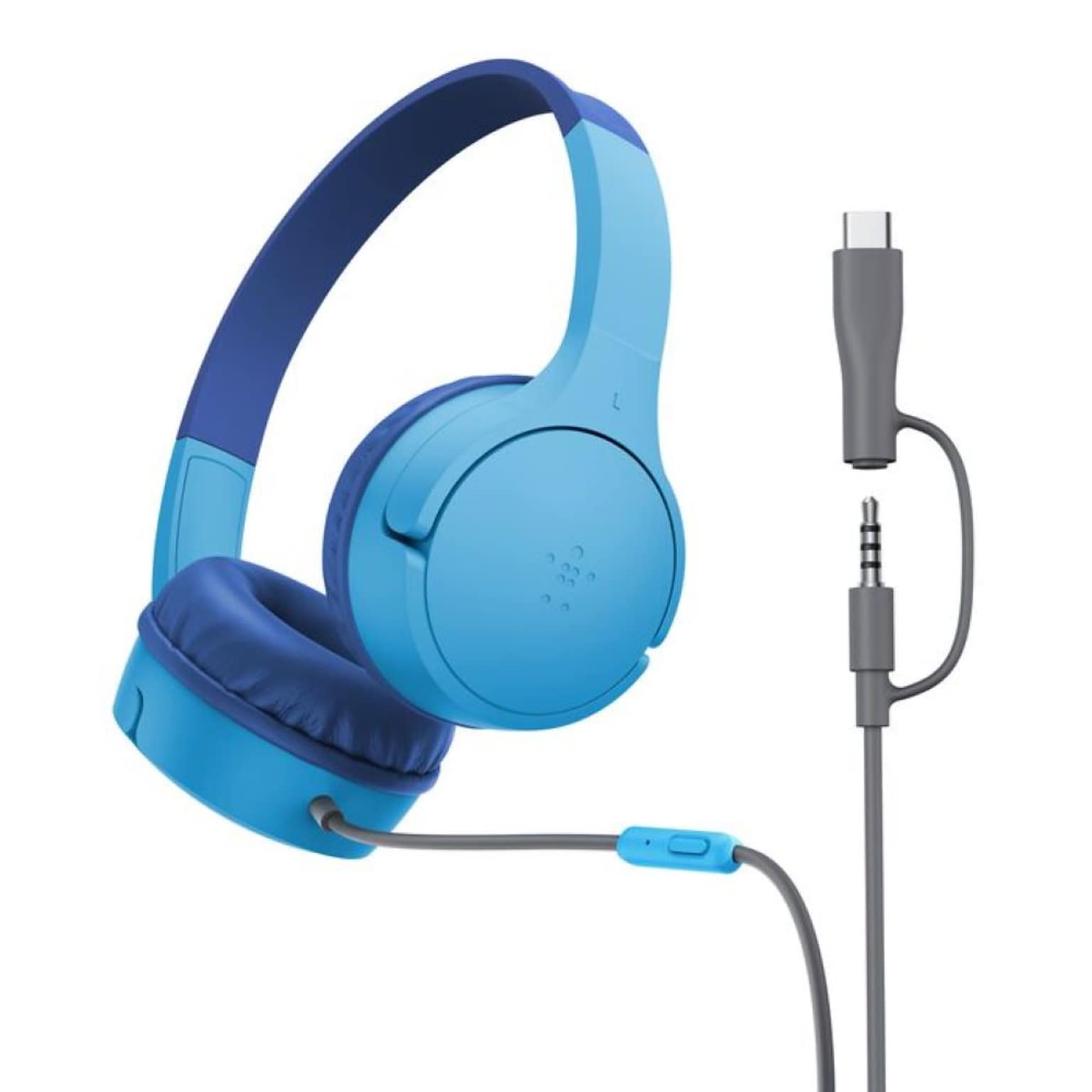 Belkin SoundForm USB-C/3.5mm Noise Canceling Over-Ear Headphones, Blue (AUD010FQBL)