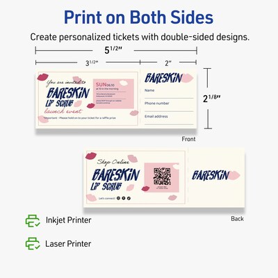 Avery Integrated Cards, 2-1/8" x 5-1/2", Matte Ivory, 200/Pack (95331)