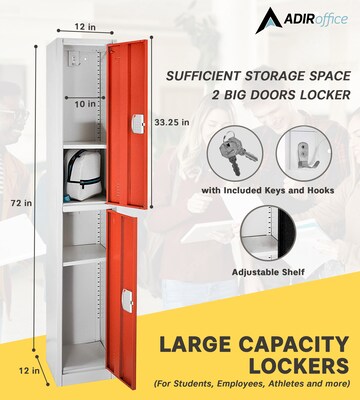 AdirOffice 72H 2-Tier Red Storage Locker (ADI629-202-RED-DL)