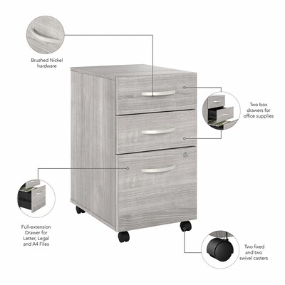 Bush Business Furniture Studio A 3-Drawer Mobile Vertical File Cabinet, Letter/Legal Size, Lockable, Platinum Gray(SDF216PGSU-Z)