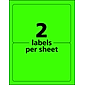Avery Laser Shipping Labels, 5-1/2" x 8-1/2", Neon Green, 2 Labels/Sheet, 100 Sheets/Box (5952)