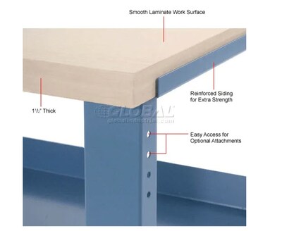 Global Industrial Complete Industrial Workbench, 60"W x 30"D, Plastic Laminate Square Edge, Blue (606929)