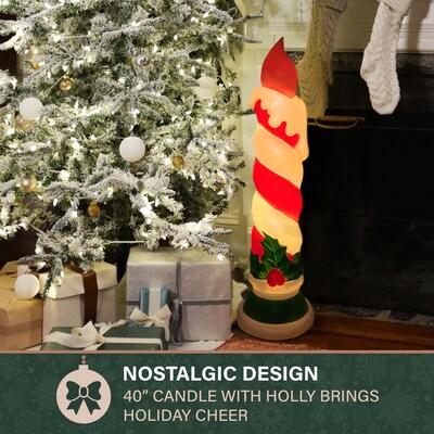 Fraser Hill Farm 40” Candle with Holly Christmas Blow Mold (FFBM-1CND-MLT)