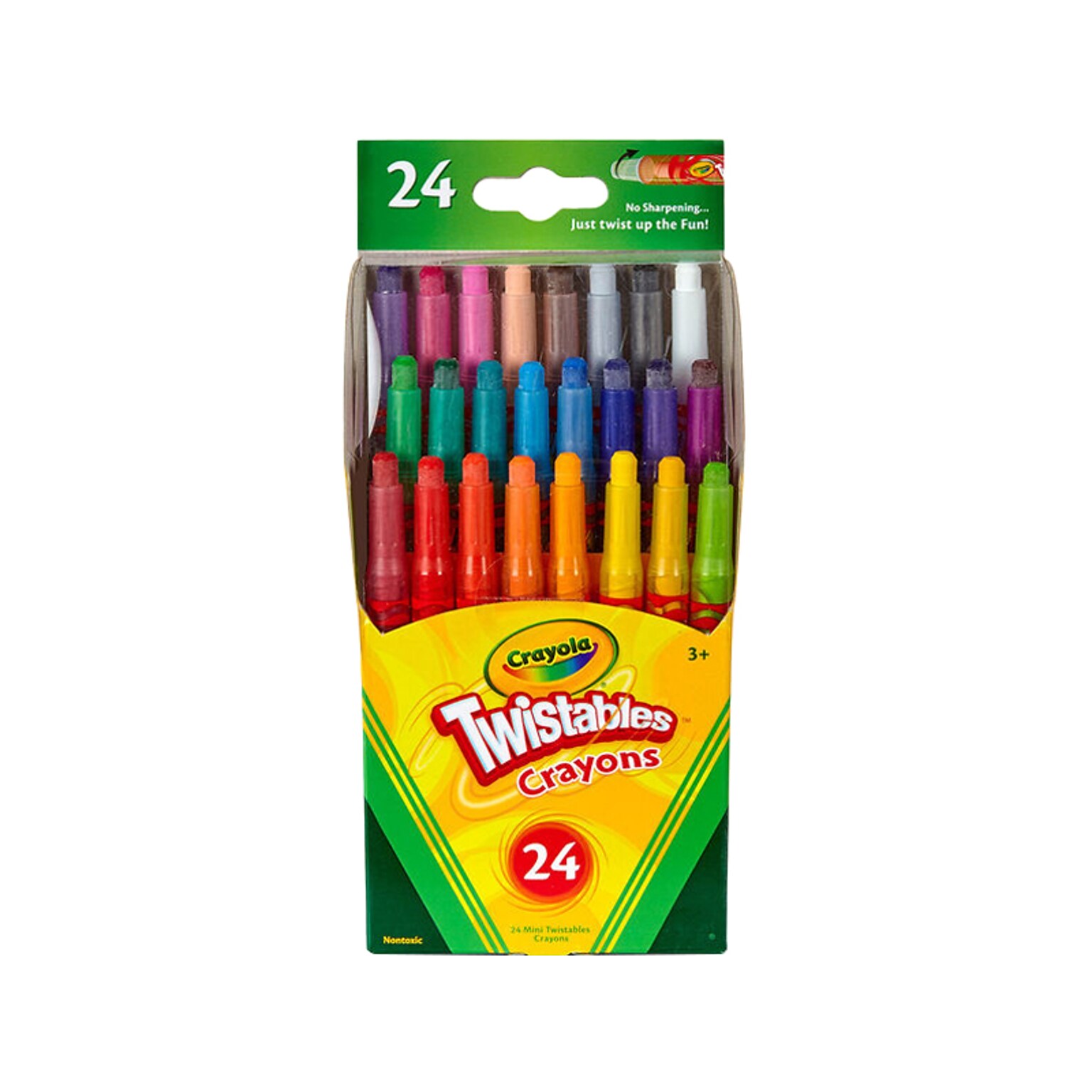Crayola Twistables Mini Crayons, Assorted Colors, 24/Box, 12 Boxes/Carton (52-9724CT)