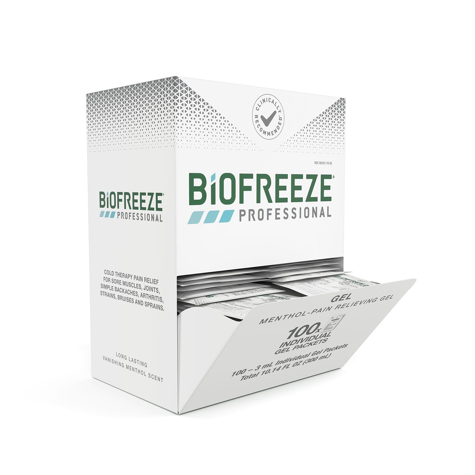 BIOFREEZE® Professional Pain-Relieving Gel Products, 100 3mL Single-Use Packets Dispenser