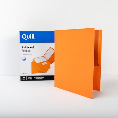 Quill Brand® 2-Pocket Folders, Orange, 25/Box (712580)