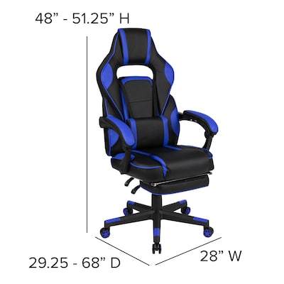 Flash Furniture X40 Ergonomic LeatherSoft Swivel Gaming Massaging Chair, Black/Blue (CH00288BL)