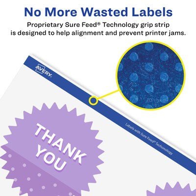 Avery Laser/Inkjet Starburst Waterproof Multipurpose Labels, 3" Dia, White, 60/Pack (94609)