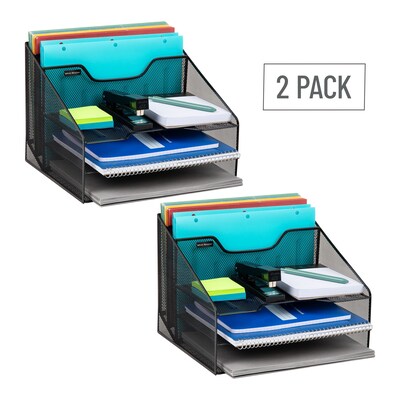 Mind Reader Metal Desk Organizer Letter Tray, Black, 2/Pack (2MESHBOX5-BLK)