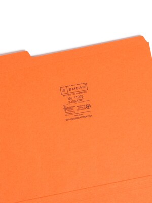 Smead Reinforced File Folder, 3 Tab, Letter Size, Assorted Colors, 100/Box (11993)