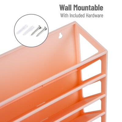 Mind Reader 5-Pocket Plastic Mountable Wall File, Letter Size, Pink (WALLANCH-PNK)