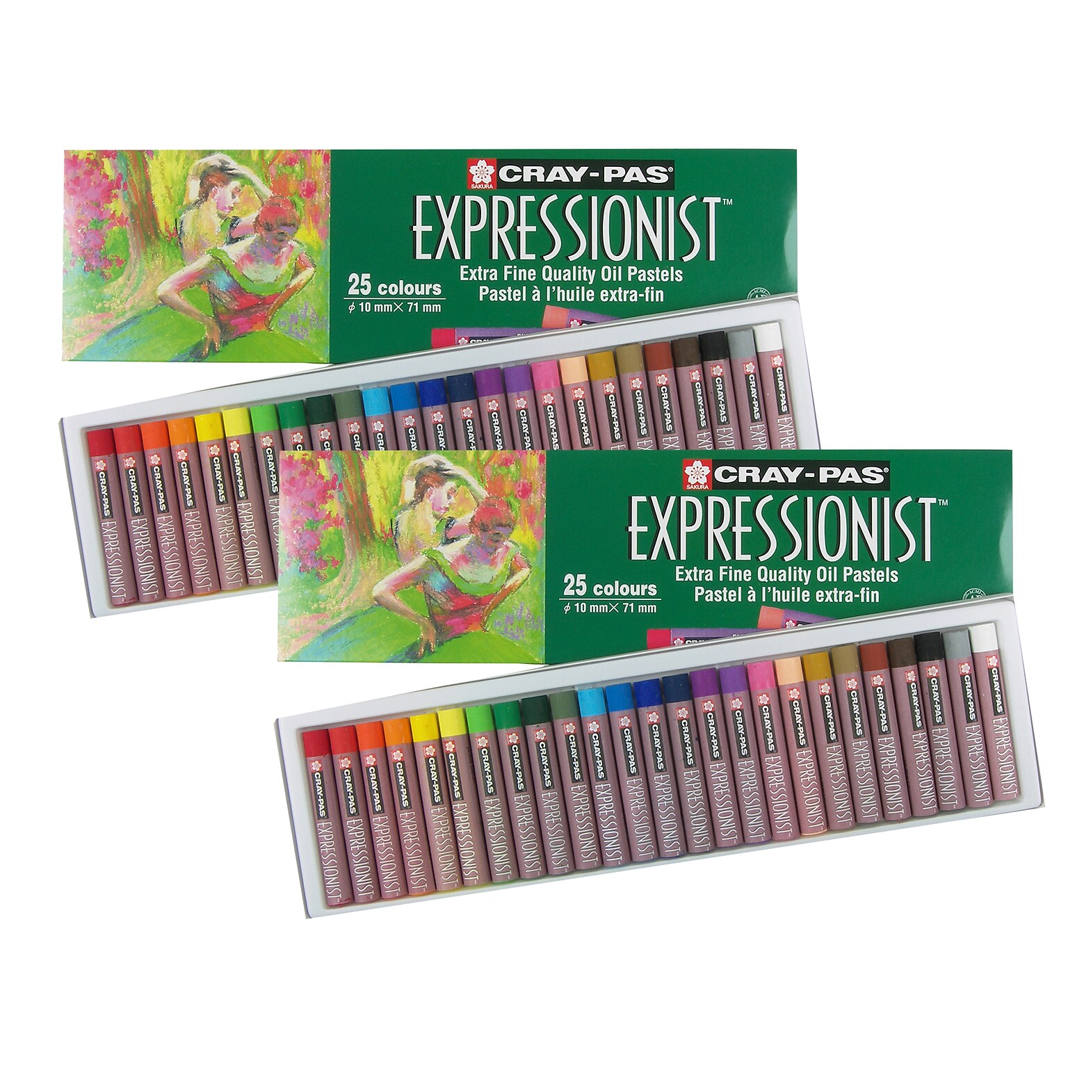 Sakura Cray-Pas Expressionist Oil Pastels, Assorted Colors, 25/Set, 2 Sets/Bundle (SAKXLP25-2)