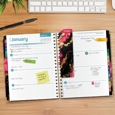 2027 Excello Brands 9 x 11 Weekly & Monthly Standard Planner, Paperboard Cover, Dark Gold Marble (FSHN-CY27-8511-55)