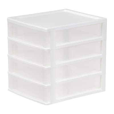 Iris 4-Drawer Desktop Unit, White/Clear, 2/Pack (587013)
