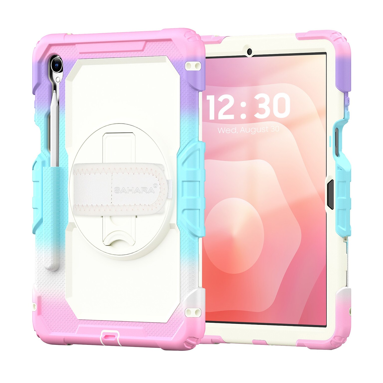 SaharaCase Raider Series Kid Proof Heavy Duty Case with Hand Strap for Galaxy Tab S11, Shoulder Strap, Splash Pink (TB00488)