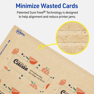 Avery Business Cards, 1-3/4" x 3-1/2" , Matte Kraft Brown, 200/Pack (95286)