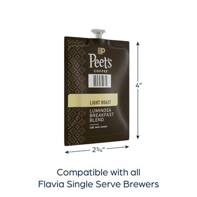 Peets Coffee Colombia Luminosa Breakfast Blend Coffee Flavia Freshpacks, Light Roast, 76 Packs/Cart