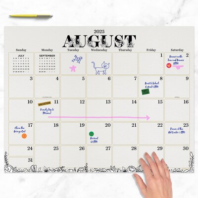 2025-2026 TF Publishing Floral 22 x 17 Academic Monthly Desk Pad Calendar, Multicolored (AY26-8202