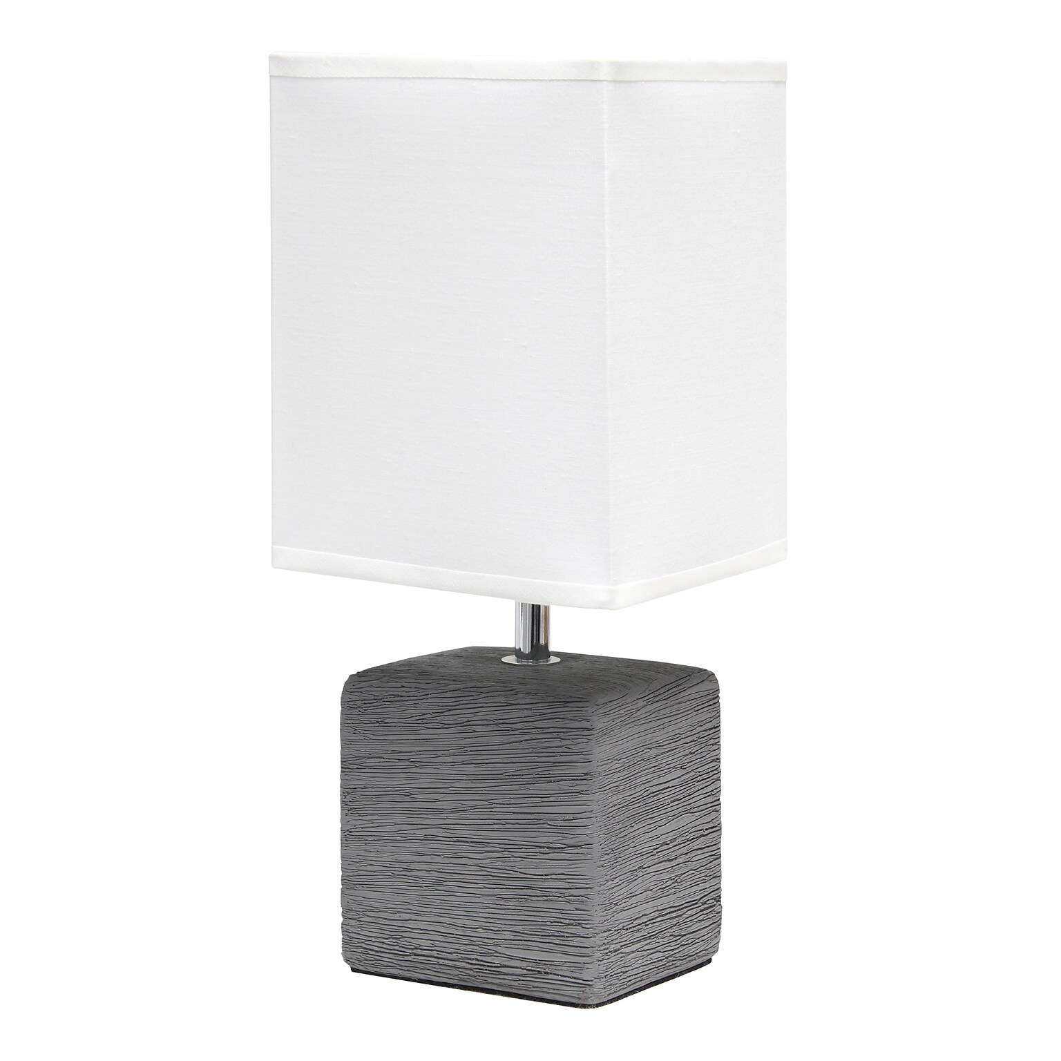 Simple Designs Petite Faux Stone Table Lamp Fabric Shade, Gray with White Shade (LT2072-GRY)