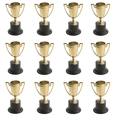 S&S Mini Gold Cup Trophies, Black/Gold, 12/Pack (SL3508)