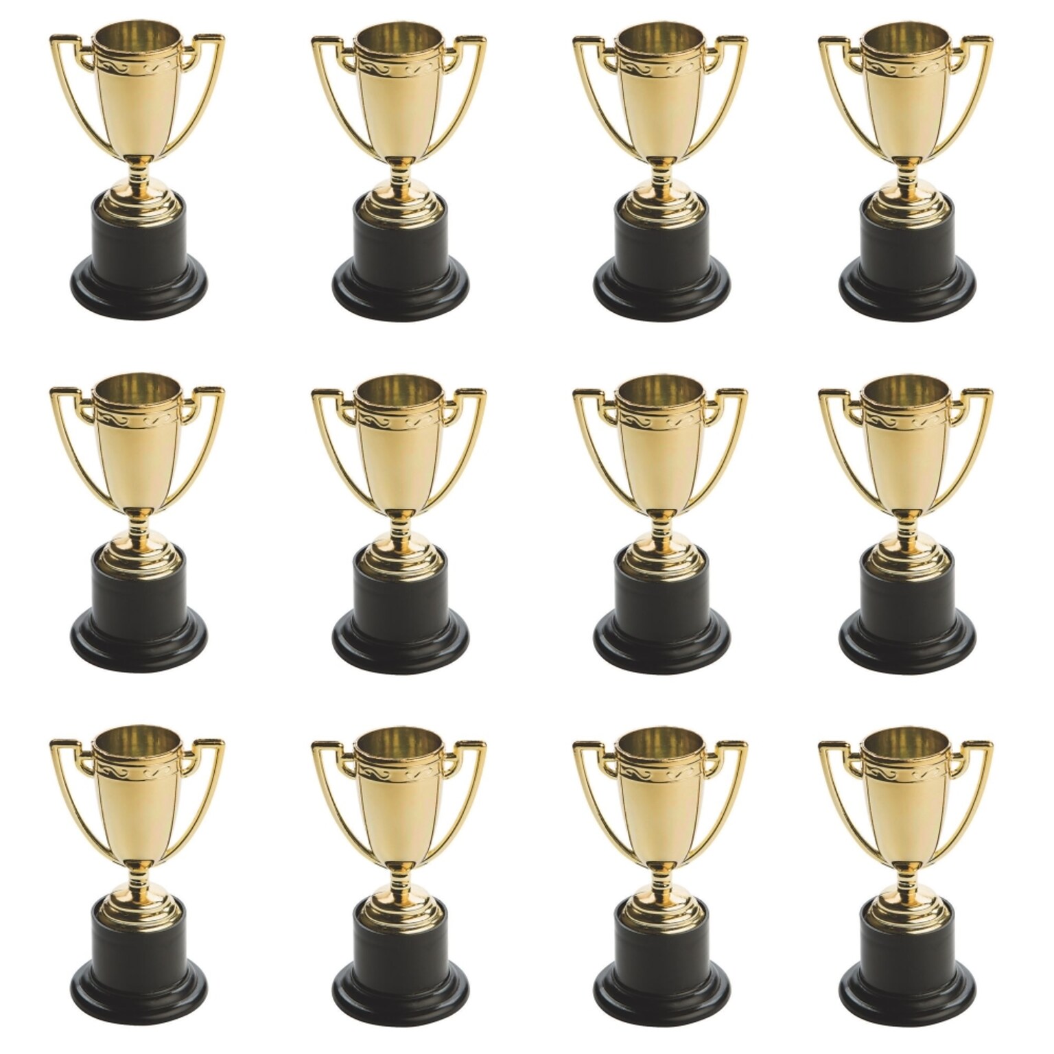 S&S Mini Gold Cup Trophies, Black/Gold, 12/Pack (SL3508)