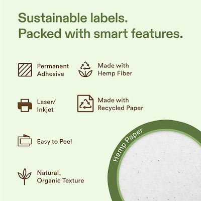 Avery Hemp Rectangle Laser/Inkjet Multipurpose Labels, 11 x 4-1/4, Off-White (16/Pack)