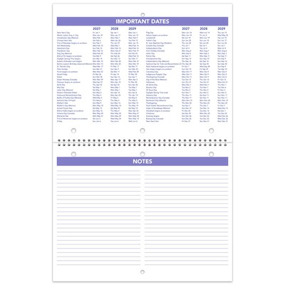 2027 AT-A-GLANCE 11" x 8.5" Monthly Wall Calendar, White/Purple (PM170-28-27)
