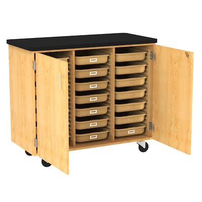 Diversified Woodcrafts 41.5 Mobile Tote Tray Storage Cabinet, Oak (4751K)