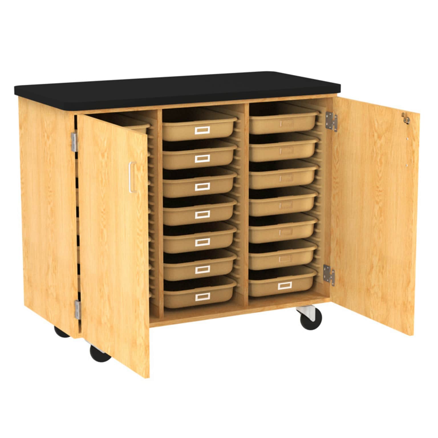 Diversified Woodcrafts 41.5 Mobile Tote Tray Storage Cabinet, Oak (4751K)