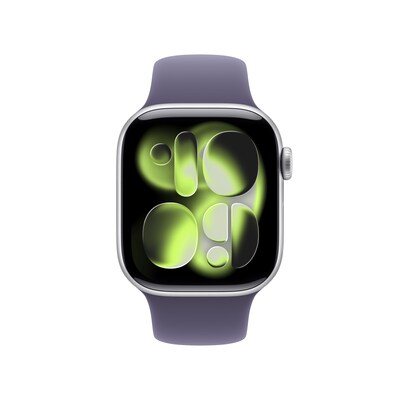 Apple Watch Series 11 GPS Smartwatch, 42mm, Silver Aluminum Case with Purple Fog Sport Band, Small/Medium (MEU64LW/A)