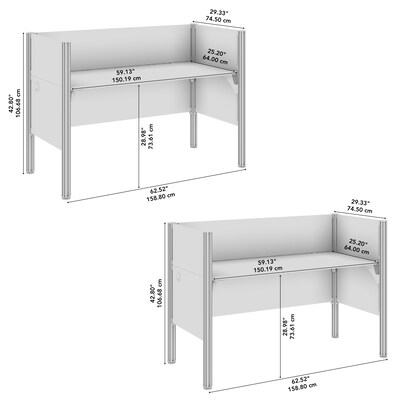 Bush Business Furniture Pro-Biz 42.8"H x 125.04"W 2 Person In-Line Cubicle Panel Workstation, White (100876CG-17)