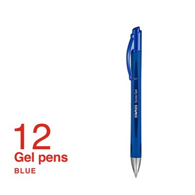 Staples® Sonix® Retractable Gel Pens, Medium Point, 0.7mm, Blue, 12/Pack (13563-CC)