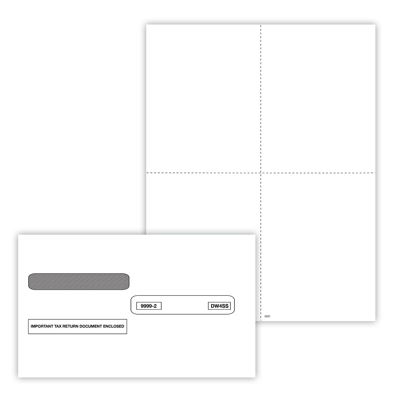 ComplyRight 2025 W-2 Tax Form Envelopes/Recipient Copy Only (No Backer), 1-Part, 4-Up, 50/Pack (5221E)