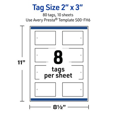 Avery 3" Blank Price & Merchandise Tags, White, 80/Carton (S00-FH6-PRMWT10)