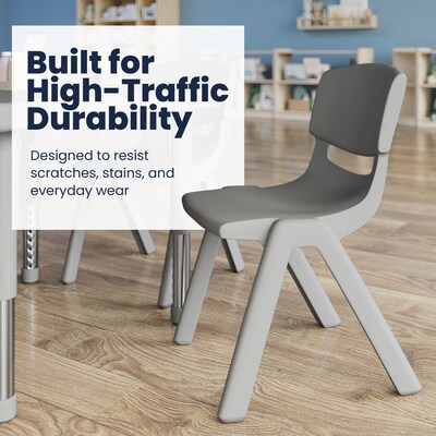 Flash Furniture Emmy Square Activity Table Set, 24" x 24", Height Adjustable, Soft Gray (YCX232SQRTBSGYE)
