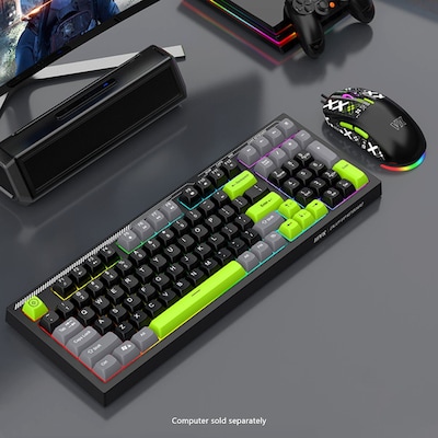 SaharaCase Wired Gaming Keyboard & Mouse Combo, Black/Green (KB31)