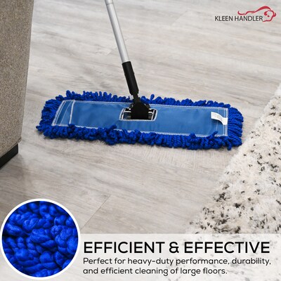 BISON LIFE Kleen Handler Microfiber Dust Mop Head, 6.75 x 24, Blue, 12/Pack (BPES-LEBDM-24-12)