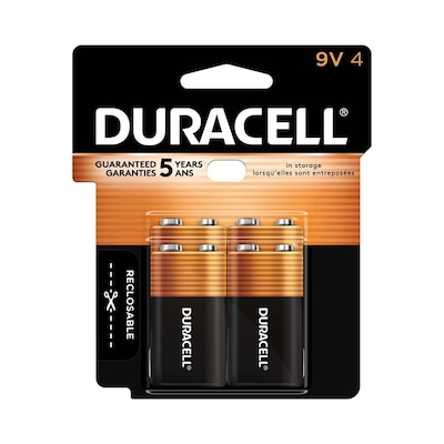 Duracell Coppertop 9V Alkaline Batteries, 4/Pack (MN16RT4Z)