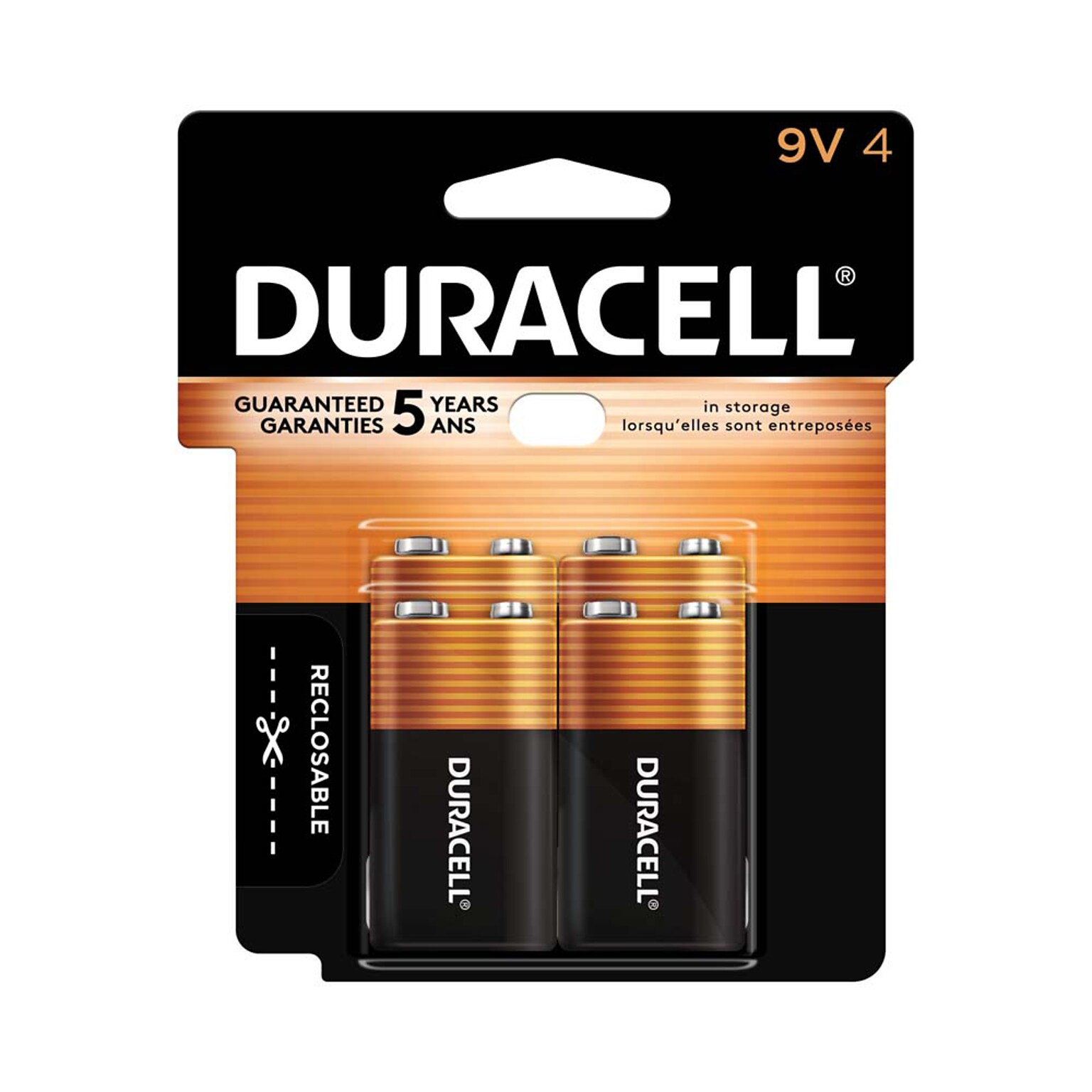 Duracell Coppertop 9V Alkaline Battery, 4/Pack (MN16RT4Z)