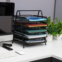 Mind Reader 5-Tier Stackable Paper Desk Tray Organizer, Metal, Black (5TPAPER-BLK)