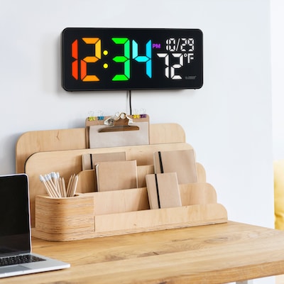 La Crosse Technology Color-Changing Digital LED Wall Clock with Indoor Temperature (513-1411)