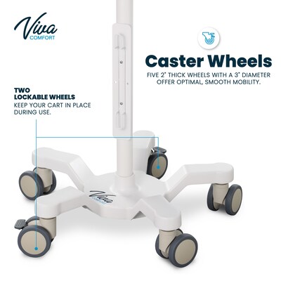 Viva Comfort Welch Allyn Connex Spot Monitor Adjustable Mobile Stand with Work Surface, White (ADI912-C-MP-02-MK)